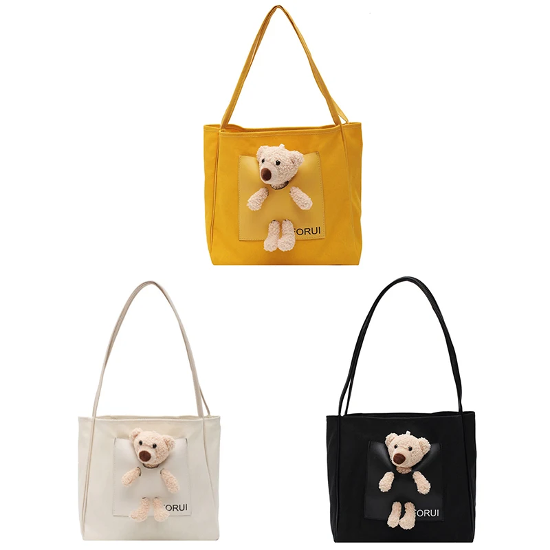 Cute Bear Canvas Handbag Fashion Casual Student Cartoon Tote Bag Large Capacity Shoulder Shopping Bag
Cute Bear Canvas Handbag Fashion Casual Student Cartoon Tote Bag Large Capacity Shoulder Shopping Bag
