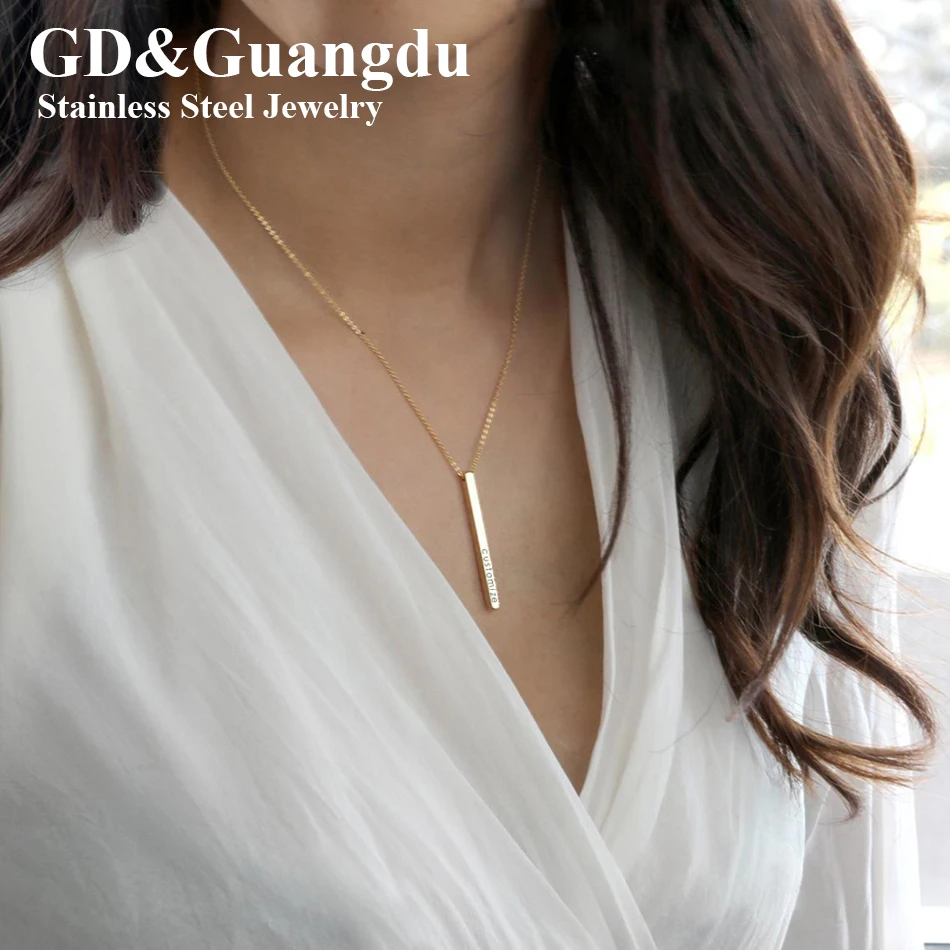 Custom Stainless Steel Engraved Logo Square Strip 4 Sides Gold Plated Vertical Personalized Bar Pendant Necklace
Custom Stainless Steel Engraved Logo Square Strip 4 Sides Gold Plated Vertical Personalized Bar Pendant Necklace