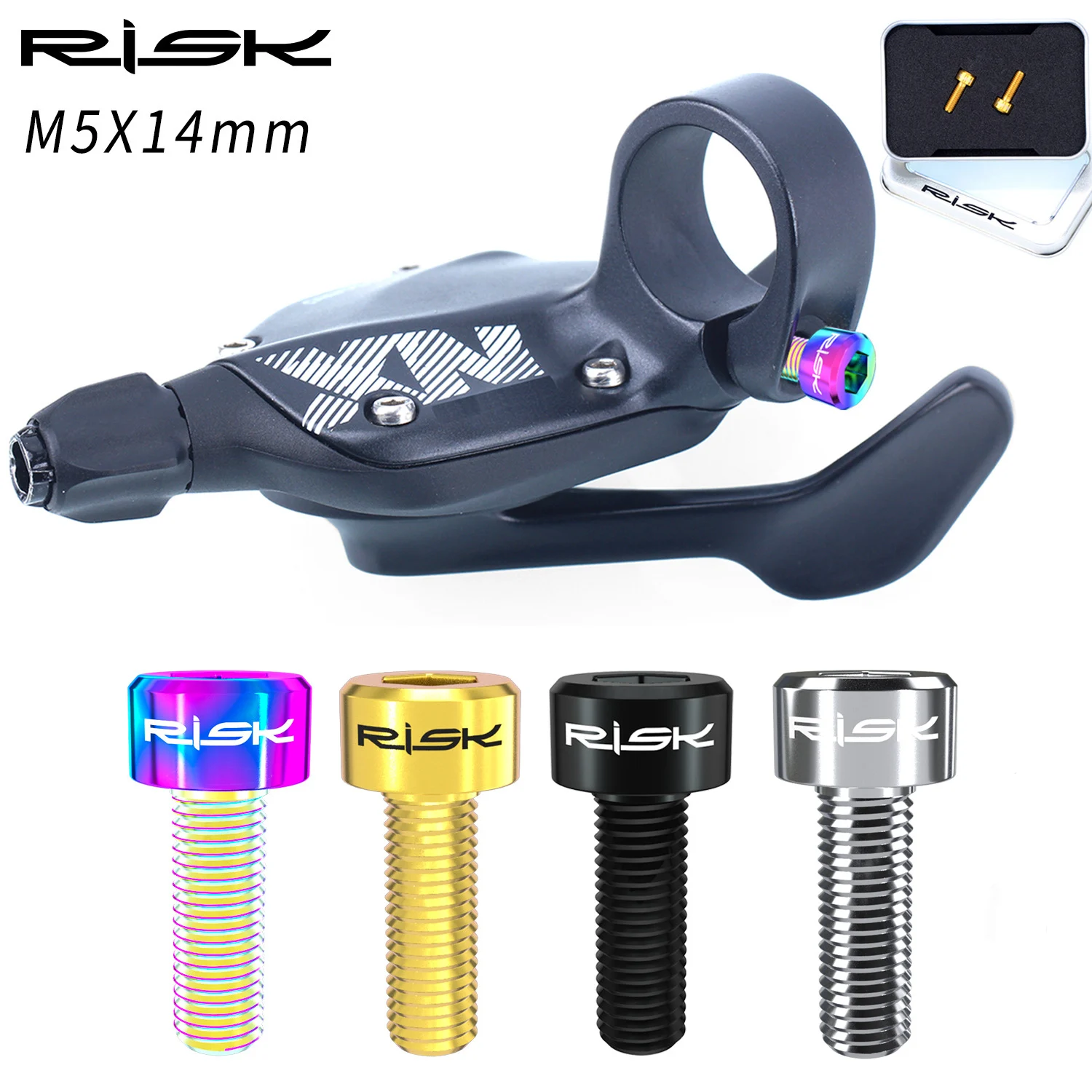 RISK 2PCS M5x14mm Titanium Alloy Bicycle Bolts for Derailleur Lever Fixing MTB Mountain Road Bike Shift Rod Fixed Handle Screws
RISK 2PCS M5x14mm Titanium Alloy Bicycle Bolts for Derailleur Lever Fixing MTB Mountain Road Bike Shift Rod Fixed Handle Screws