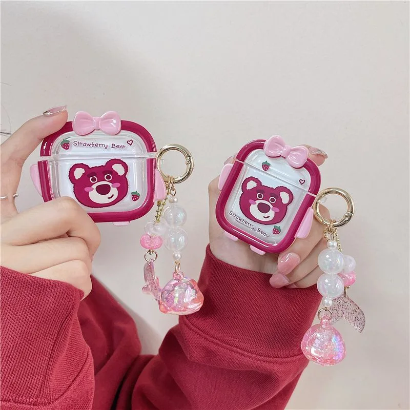 

Disney Lotso cute pendant with crystals Case for Apple AirPods 1 2 3 Pro 2 Cases Cover For IPhone Bluetooth Earphone Case