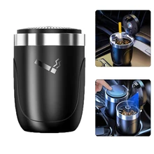 Car Cigarette Ashtray Cup With Lid With LED Light Portable Detachable Vehicle Ashtray Holder Cigarette Ashtray Interior Parts