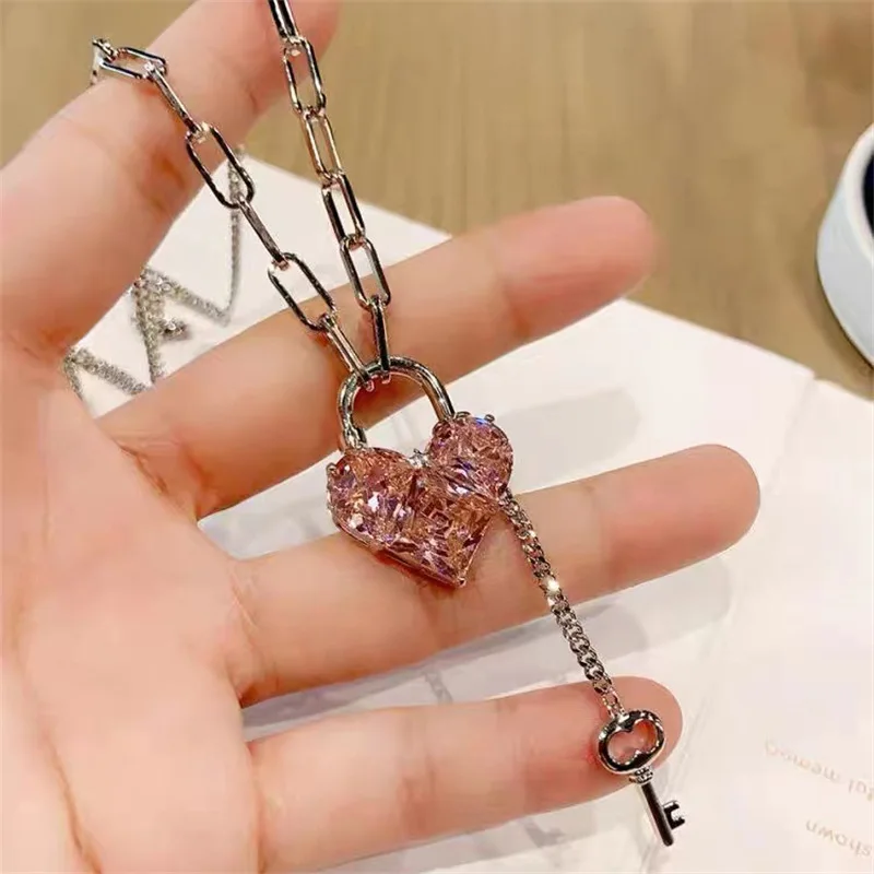 Hip Hop 925 Sterling Silver Heart Pink Simulated Diamond Necklace Women Charm Necklace Love Birthday Girl Gift Party Jewelry
Hip Hop 925 Sterling Silver Heart Pink Simulated Diamond Necklace Women Charm Necklace Love Birthday Girl Gift Party Jewelry