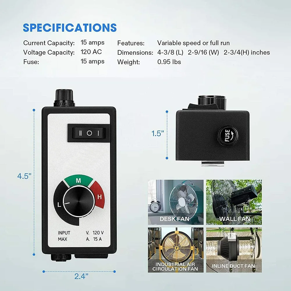 Fan Speed Controller Basement Grow Tents With Speed Adjuster 14x6x6cm 50-10000 Rpm AC100-120V Fan In Ventilation
Fan Speed Controller Basement Grow Tents With Speed Adjuster 14x6x6cm 50-10000 Rpm AC100-120V Fan In Ventilation