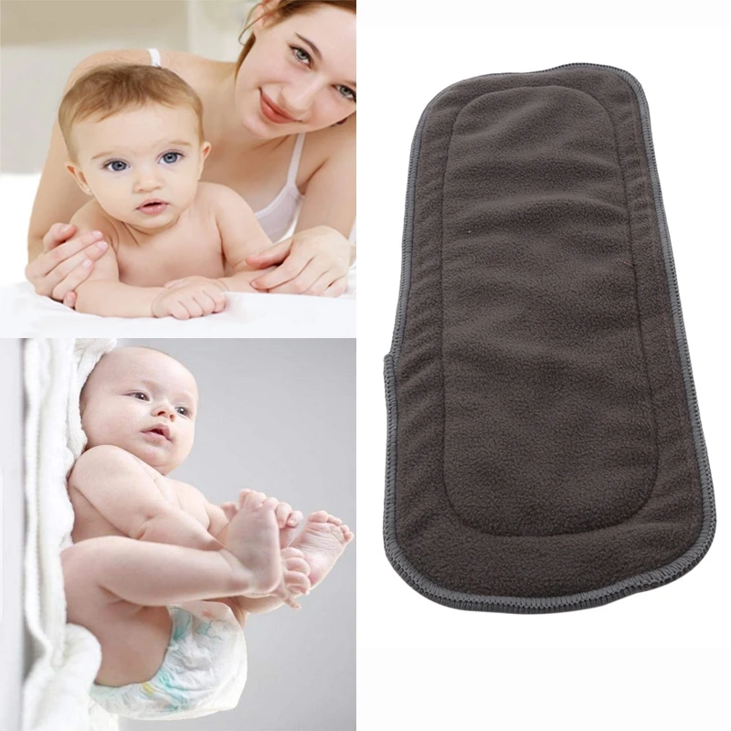 

Baby Bamboo Reusable Cloth Diaper Inserts Charcoal Washable Nappy Liners 4 Layers Changing Liners For Nappy Cover Cloth Diaper