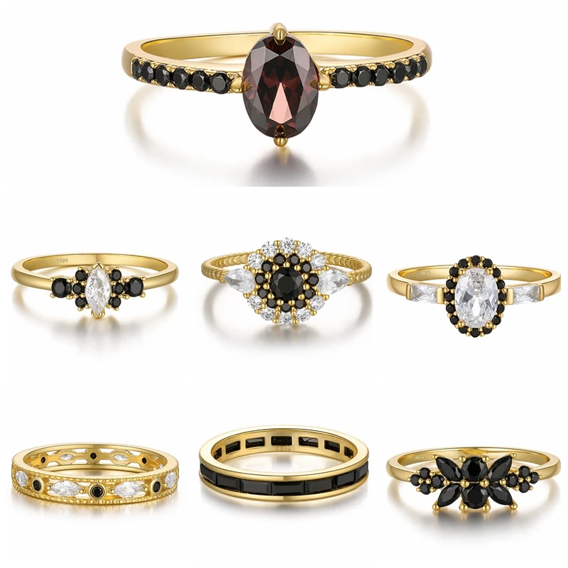 MC S925 Sterling Silver Engagement Ring for Women Vintage Luxury Black and White Gemstones Rings Wedding Jewelry Anillos Mujer
MC S925 Sterling Silver Engagement Ring for Women Vintage Luxury Black and White Gemstones Rings Wedding Jewelry Anillos Mujer