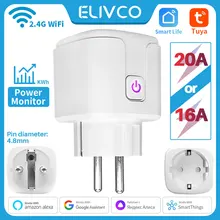 Tuya WiFi Smart Plug 16A/20A EU Smart Socket With Power Monitor Timing Smart Life Support Alexa Google Home Yandex SmartThings