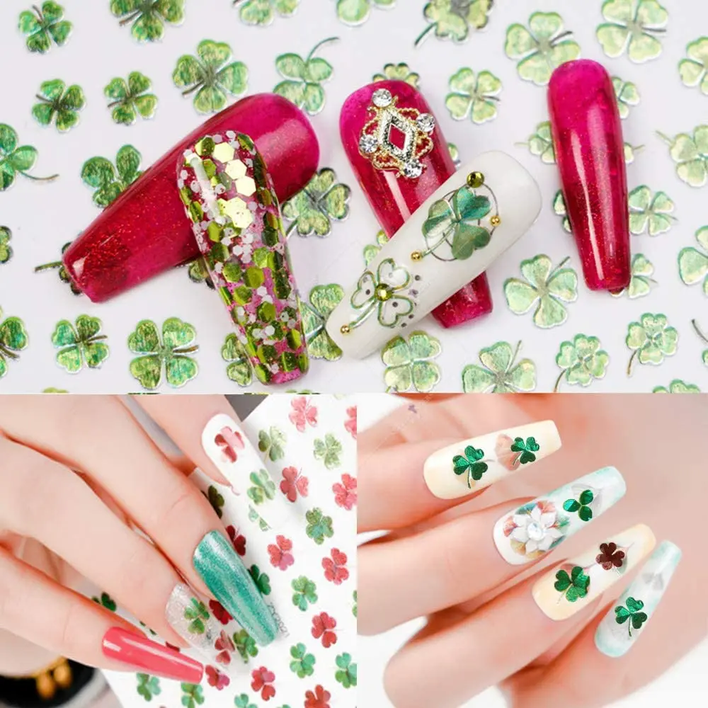 

1 Sheets St Patricks Day Nail Stickers 3D Shamrock Nail Decals Green Irish Good Luck Clover Nail Art Stickers Nail Accessories