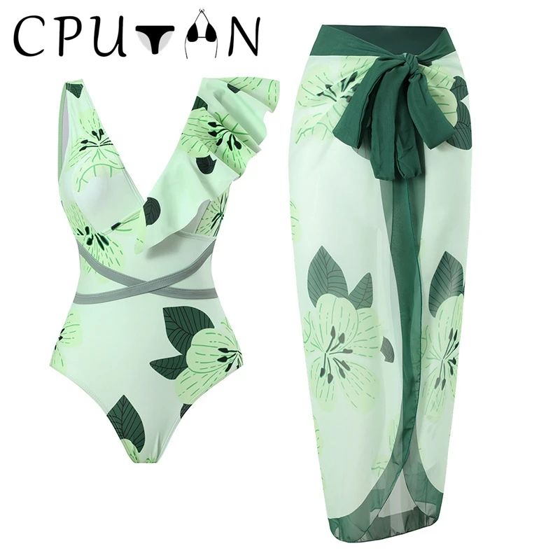 CPUTAN 2023 New Green Ruffle One Piece Women Swimwear Vintage Print Swimsuit Sexy Summer Lady Beach Skirt Bathing Suit Dress
CPUTAN 2023 New Green Ruffle One Piece Women Swimwear Vintage Print Swimsuit Sexy Summer Lady Beach Skirt Bathing Suit Dress