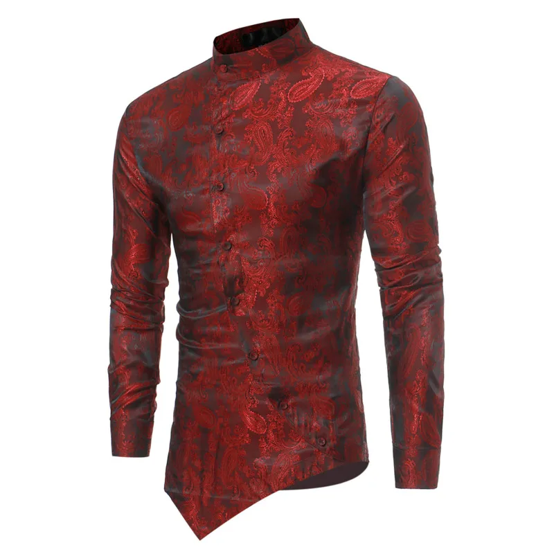 #4673 Paisley Printed Shirt Men Stand Collar Vintage Shirt Slim Fit Asymmetrical Men's Shirt Buttons Stand Collar Euro Size XXL
#4673 Paisley Printed Shirt Men Stand Collar Vintage Shirt Slim Fit Asymmetrical Men's Shirt Buttons Stand Collar Euro Size XXL