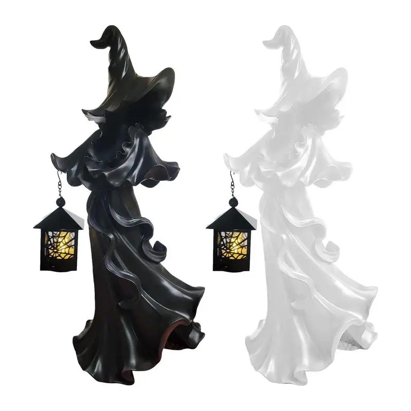 

Hell's Messenger With Lantern Cracker Barrel Ghost Witch Messengers W/Lantern Scary Resin Sculpture For Halloween Thanksgiving