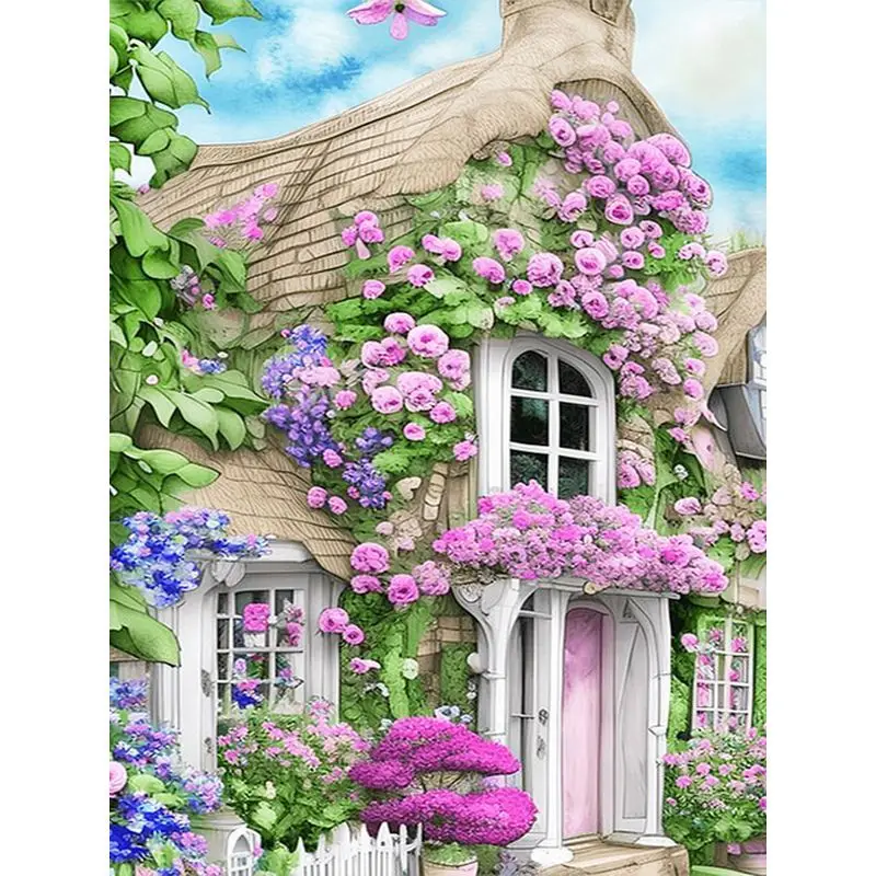 

GATYZTORY Painting By Numbers For Adults DIY Kits HandPainted Villa On Canvas With Framed Oil Picture Drawing Coloring By Number