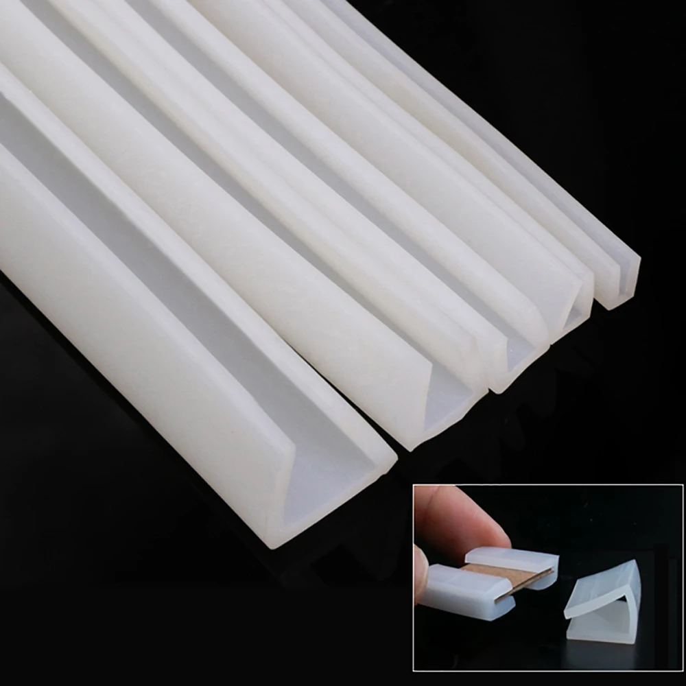 

1/2/3/5/10M Silicone Rubber U Section Seal Strip Solt 1-15mm Glass Metal Door Desk Edge Sealing Card Strip Edge Shield Encloser