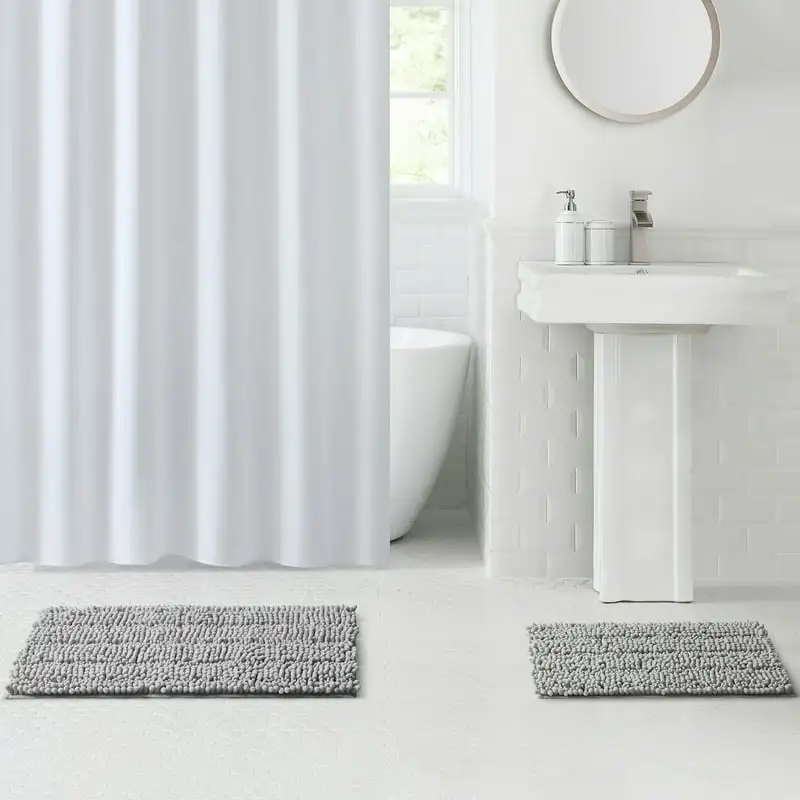 Soft Silver Chenille Polyester Bath Rug Set, 2-Piece Girl room decor Long rug Keep off rug Wedding decoration Inuyasha Alfombra
Soft Silver Chenille Polyester Bath Rug Set, 2-Piece Girl room decor Long rug Keep off rug Wedding decoration Inuyasha Alfombra