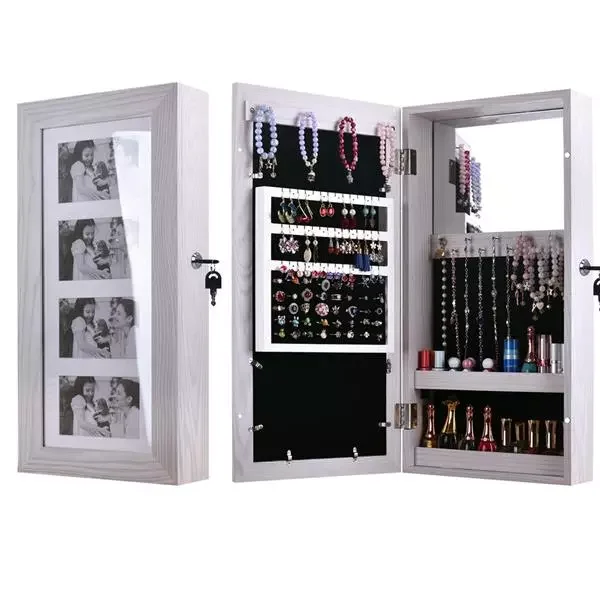 Lockable Jewelry Cabinet PVC Wood Grain Coating Photo Storage Mirror Cabinet,Photo Display Frames Jewelry Armoire Wall Mounted
Lockable Jewelry Cabinet PVC Wood Grain Coating Photo Storage Mirror Cabinet,Photo Display Frames Jewelry Armoire Wall Mounted
