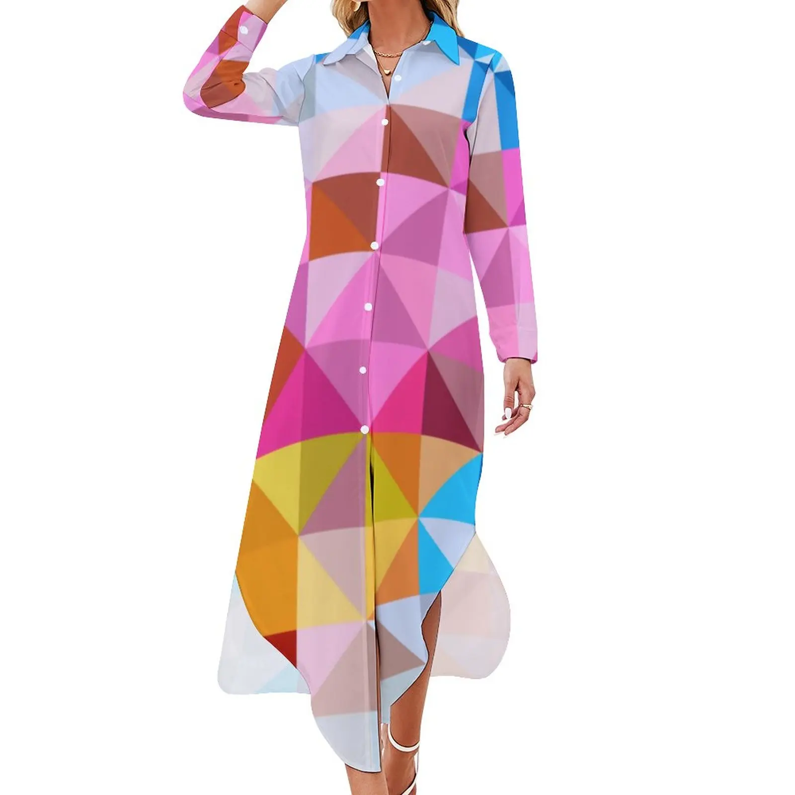 Colorful Geometry Chiffon Dress Sexy V Neck Triangle Ombre Print Beach Dresses Woman Streetwear Casual Dress Gift
Colorful Geometry Chiffon Dress Sexy V Neck Triangle Ombre Print Beach Dresses Woman Streetwear Casual Dress Gift