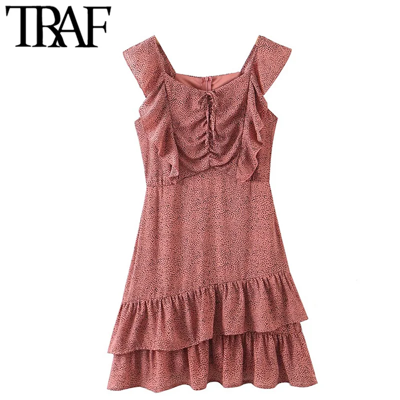TRAF Women Chic Fashion With Tie Ruffled Print Mini Dress Vintage Sleeveless Back Zipper Female Dresses Vestidos Mujer
TRAF Women Chic Fashion With Tie Ruffled Print Mini Dress Vintage Sleeveless Back Zipper Female Dresses Vestidos Mujer