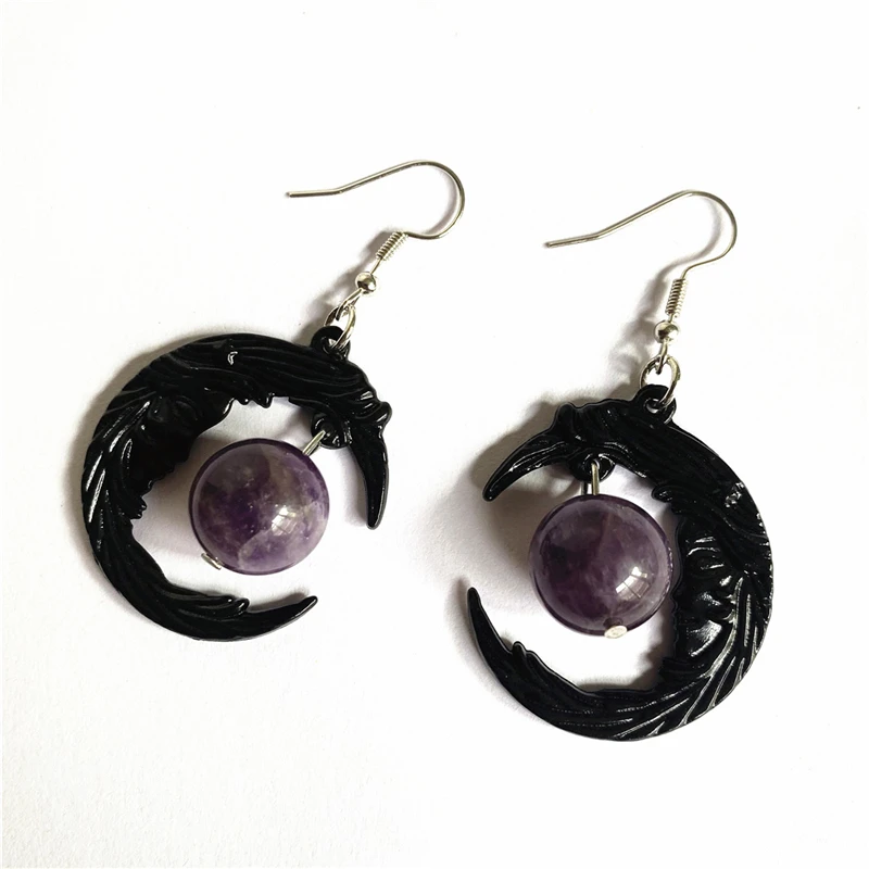 Gothic, Black Moon Earrings, Purple Quartz Earrings, Crescent Jewelry, Witch, Pagan, Alternative Jewelry, Mysterious Lady Gift
Gothic, Black Moon Earrings, Purple Quartz Earrings, Crescent Jewelry, Witch, Pagan, Alternative Jewelry, Mysterious Lady Gift