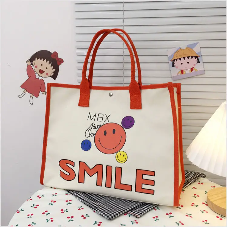Large Capacity Smiling Face Canvas Bag for Girls Korean New Versatile Women's Tote Bag Fashion Casual Shopping Handbag Ins
Large Capacity Smiling Face Canvas Bag for Girls Korean New Versatile Women's Tote Bag Fashion Casual Shopping Handbag Ins