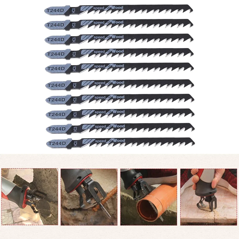 10Pcs/Set HCS Jig Saw Blades T244D High Carbon Steel Blades 100mm For Wood Board Plastic Pipe Fiber Cutters Electrical Tools
10Pcs/Set HCS Jig Saw Blades T244D High Carbon Steel Blades 100mm For Wood Board Plastic Pipe Fiber Cutters Electrical Tools
