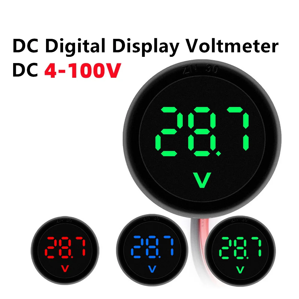 DC 4-100V LED Digital Display Round Two-wire Voltmeter DC Digital Car Voltage Current Meter Volt Detector Tester Monitor Pane
DC 4-100V LED Digital Display Round Two-wire Voltmeter DC Digital Car Voltage Current Meter Volt Detector Tester Monitor Pane