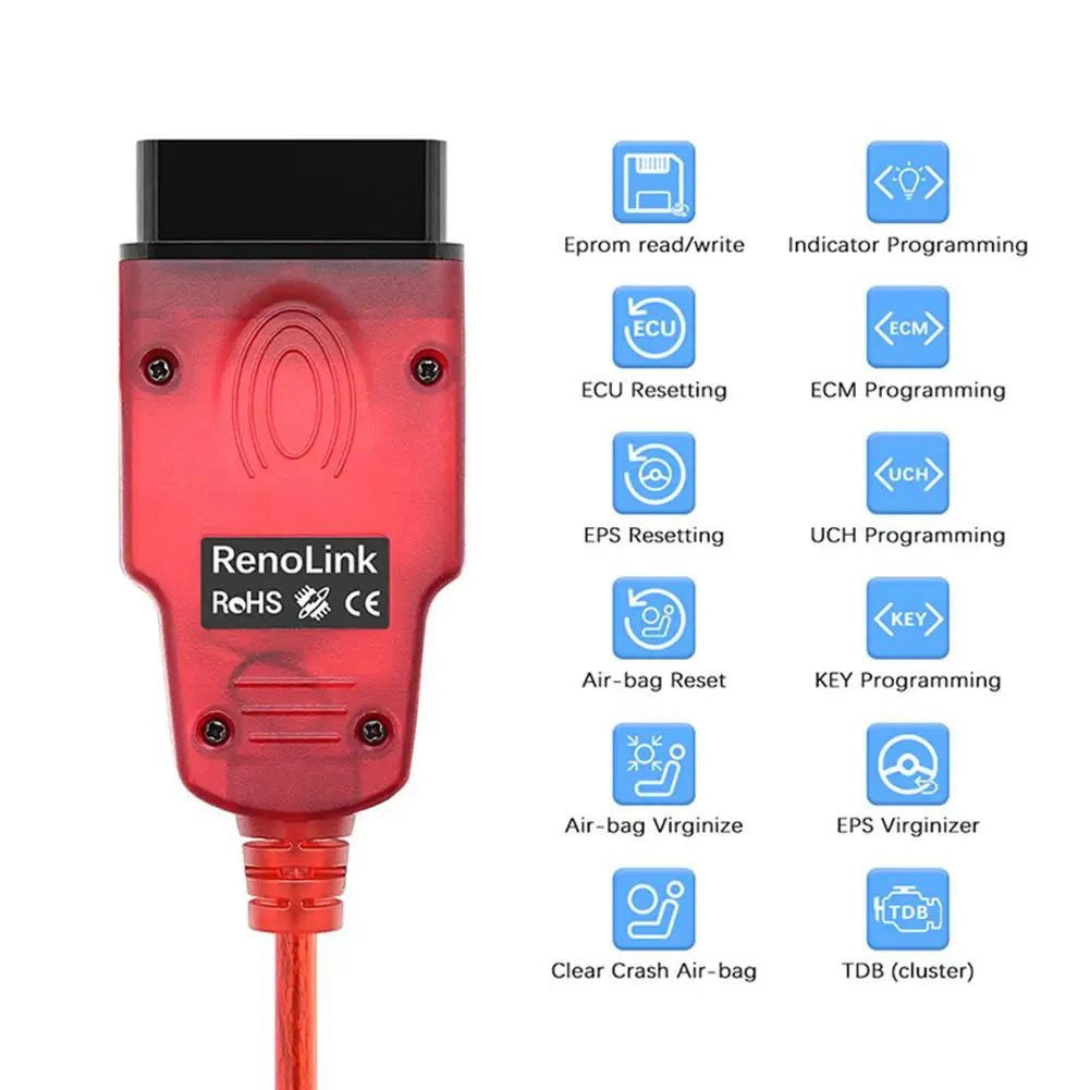 Автомобильный диагностический кабель Renolink V1.99 Obd2, совместимый с Renault Ecu, программатор, автомобильный инструмент программирования Ecm
Автомобильный диагностический кабель Renolink V1.99 Obd2, совместимый с Renault Ecu, программатор, автомобильный инструмент программирования Ecm