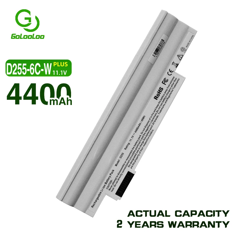 

Golooloo AL10B31 White Battery For Acer Aspire One 522 722 AO522 AOD255 AOD257 AOD260 D255 D257 D260 D270 Happy, Chrome AC700
