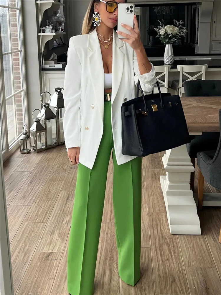 Woman Elegant Green Straight Blazer Pants 2022 Spring Female High Street High Waisted Pant Office Ladies Solid Basic Trousers
Woman Elegant Green Straight Blazer Pants 2022 Spring Female High Street High Waisted Pant Office Ladies Solid Basic Trousers