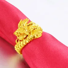 Vietnam Alluvial Gold Dragon Ring For Men High Quality No Fade Brass Plated Open Rings Fist Knuckles Mens Unusual Goods