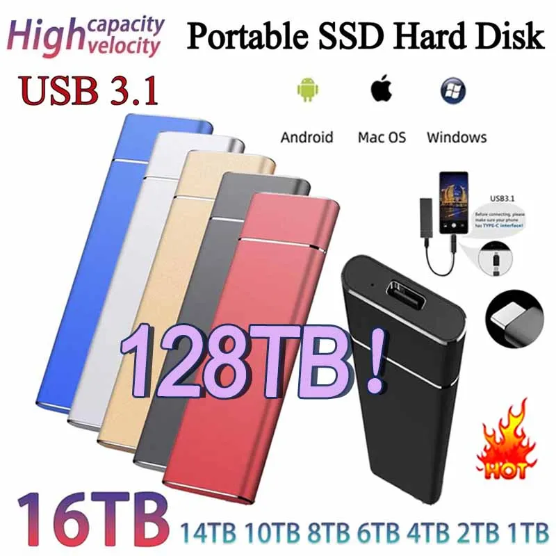 Hot Portable SSD 2TB 1TB 500GB External Hard Drive 4TB 16TB Type-C USB 3.1 High Speed External Storage Hard Disks For Laptops
Hot Portable SSD 2TB 1TB 500GB External Hard Drive 4TB 16TB Type-C USB 3.1 High Speed External Storage Hard Disks For Laptops