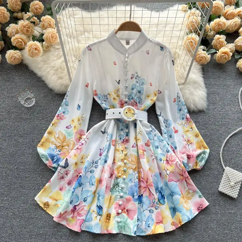 Spring Autumn 2022 Women New Fashion Stand Neck Sweet Retro Long Sleeve Slim A-line Dress Single Breasted Elegant Vestidos E842
Spring Autumn 2022 Women New Fashion Stand Neck Sweet Retro Long Sleeve Slim A-line Dress Single Breasted Elegant Vestidos E842