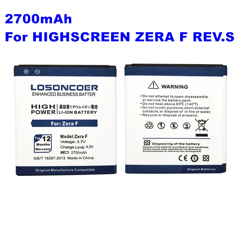 

LOSONCOER 2700mah Battery For Highscreen Zera F Rev.s Mobile Phone Battery