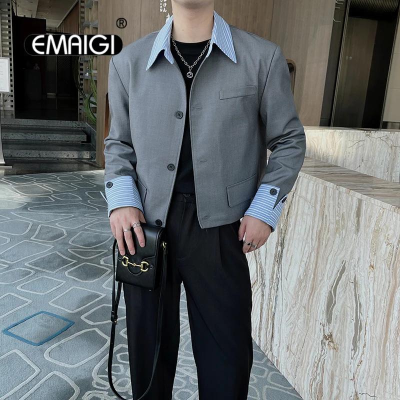 Men's Stripe Splice Fashion Loose Casual Vintage Short Blazer Suit Jacket Male Korean Streetwear Suit Coat Net Celebrity Clothes
Men's Stripe Splice Fashion Loose Casual Vintage Short Blazer Suit Jacket Male Korean Streetwear Suit Coat Net Celebrity Clothes