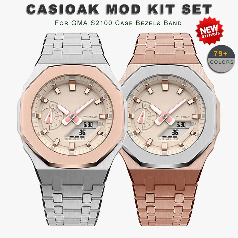 

Casioak Modification Case Band for Casio G Shock GMA-S2100 Mod Kit Metal Steel Bezel Frame Rubber Straps Replacement Accessories