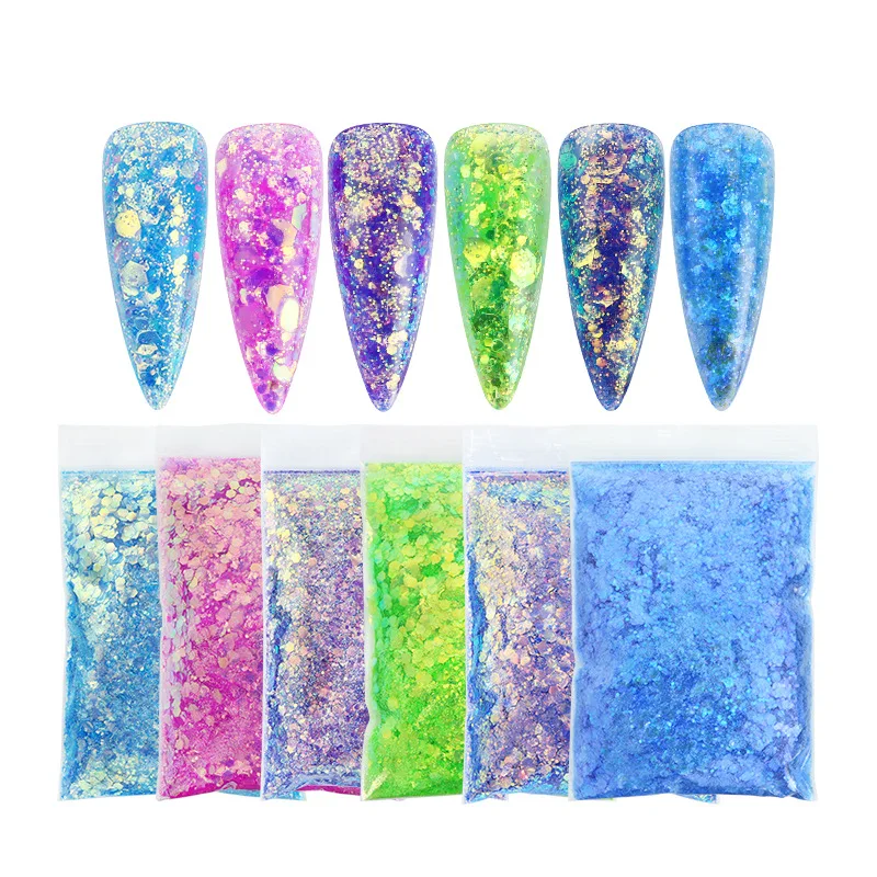 10g Chunky Laser Hexagon Nail Art Sequins Mix Size Chrome Flakes Nail Glitter Powder DIY Holographic Nail Decorations Accessory
10g Chunky Laser Hexagon Nail Art Sequins Mix Size Chrome Flakes Nail Glitter Powder DIY Holographic Nail Decorations Accessory