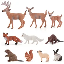 10pcs/set wild Animals mini Beaver arctic fox squirrel deer solid simulation Model Action Figures zoo Education Toy Kids gifts