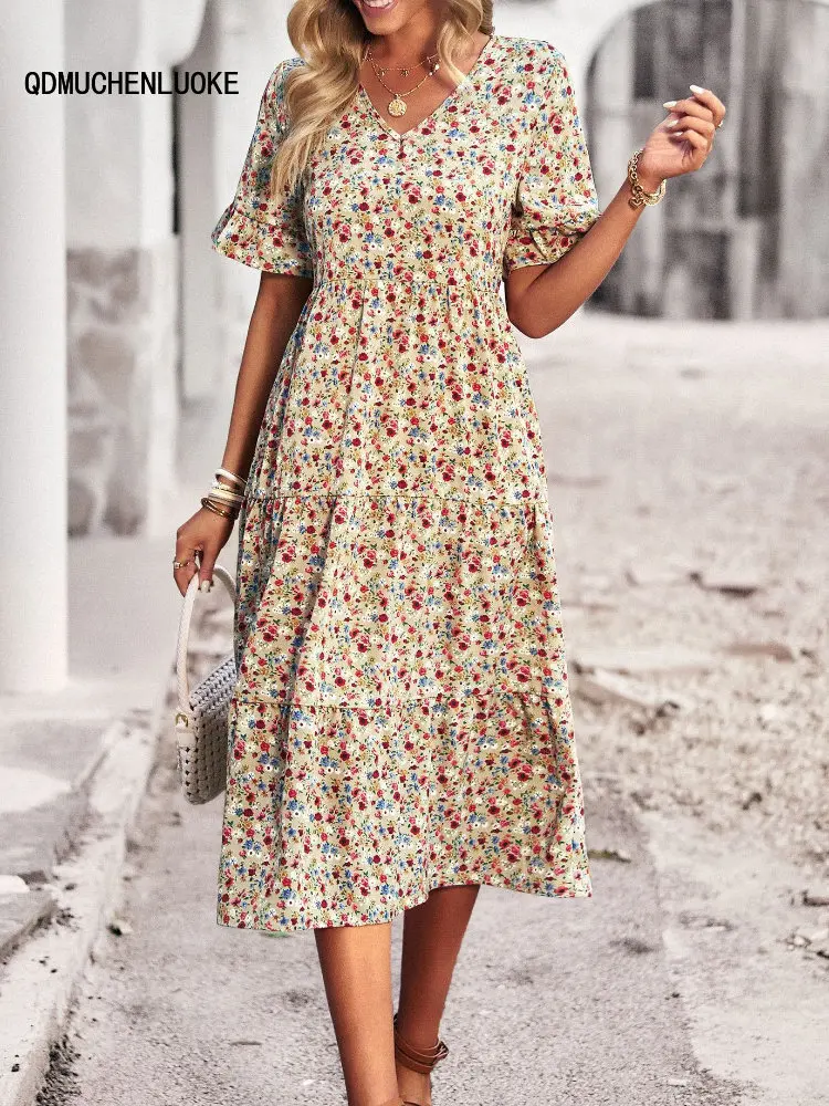 Womens Dresses Summer 2023 New In Casual One-piece Elegant Elegant V-neck Short Sleeved Vacation Skirt Printed Mid Length Dress
Womens Dresses Summer 2023 New In Casual One-piece Elegant Elegant V-neck Short Sleeved Vacation Skirt Printed Mid Length Dress