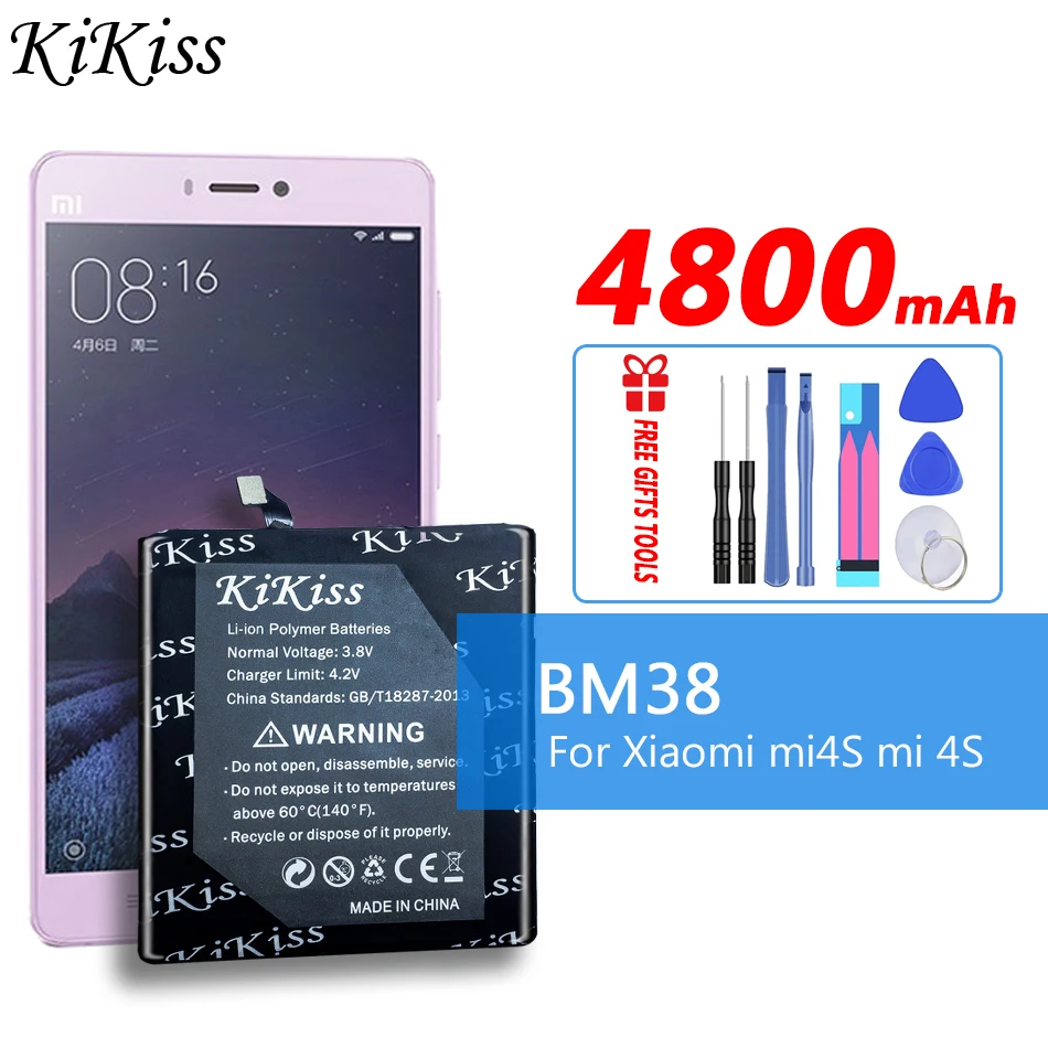 

BM38 4800 мА/ч аккумулятор большой емкости для Xiaomi Xiao mi Φ M4S Mi4S сменная батарея BM 38 Φ большая емкость + Бесплатные инструменты