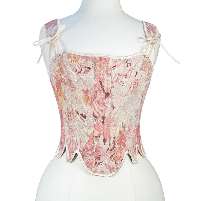 

Женский розовый пикантный корсет с косточками, укороченный топ, асимметричные рубашки с завязками на плечах, клубная одежда