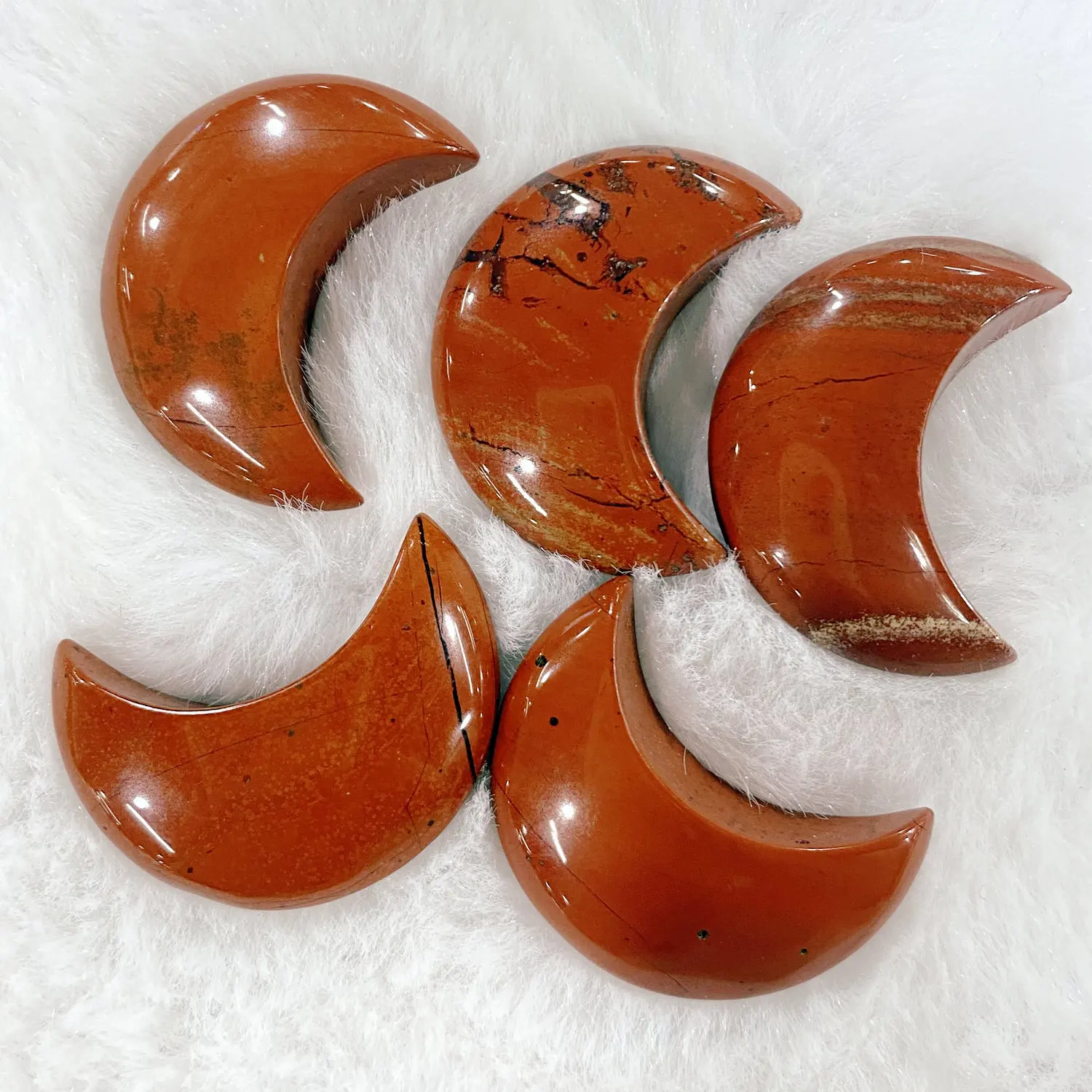 5 Piece Natrual Polished Red Jasper Sculpture Moon Shaped Quartz Crystal Power Relaxation Decor
5 Piece Natrual Polished Red Jasper Sculpture Moon Shaped Quartz Crystal Power Relaxation Decor