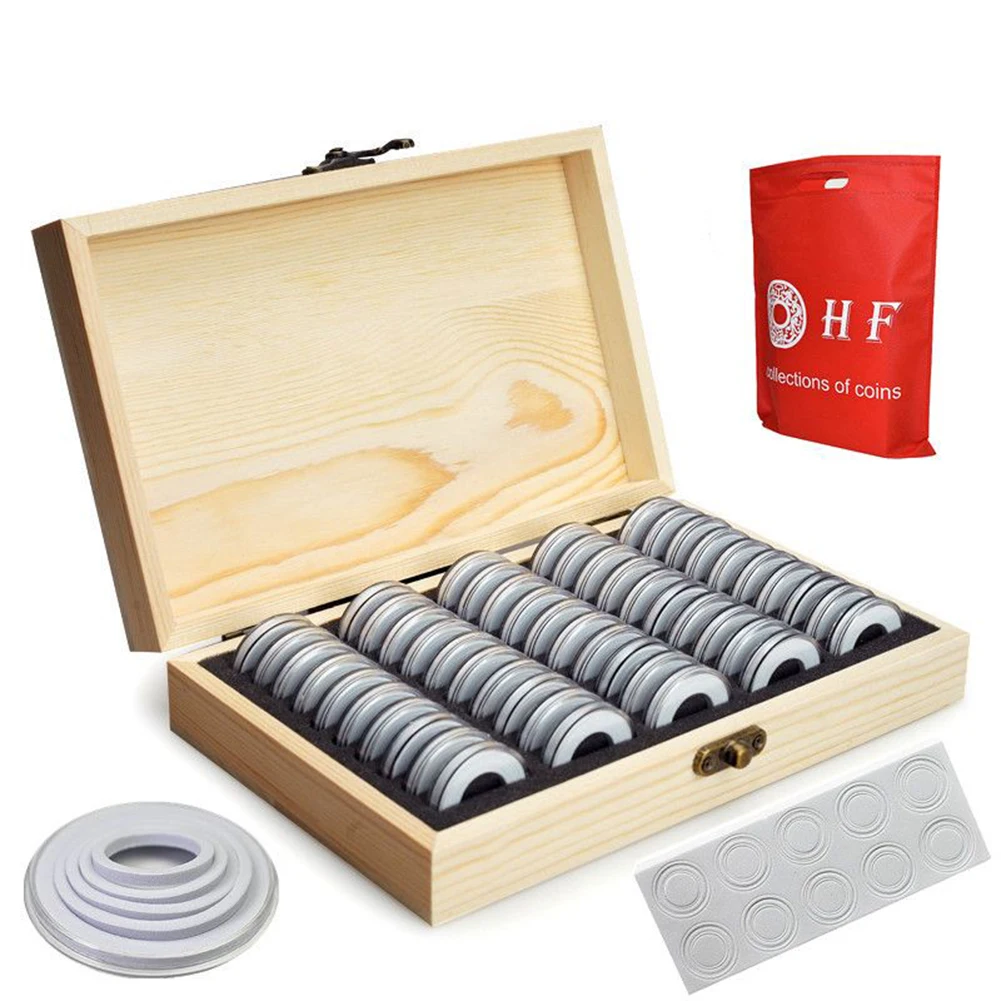30/50/100PCS Coin Storage Box With Adjustment Pad Adjustable Wooden Commemorative Coin Collection Case Holder Capsules
30/50/100PCS Coin Storage Box With Adjustment Pad Adjustable Wooden Commemorative Coin Collection Case Holder Capsules