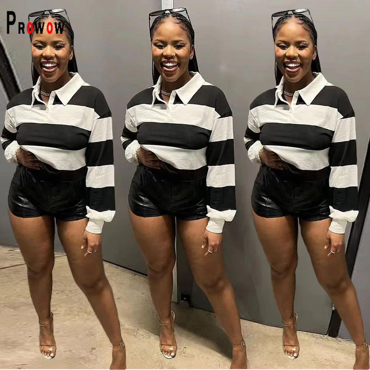 Prowow Casual Black White Striped Women Shirts Long Sleeve Summer Fall Cropped Tops Loose Turn-down Collar Female Sweatshirt
Prowow Casual Black White Striped Women Shirts Long Sleeve Summer Fall Cropped Tops Loose Turn-down Collar Female Sweatshirt