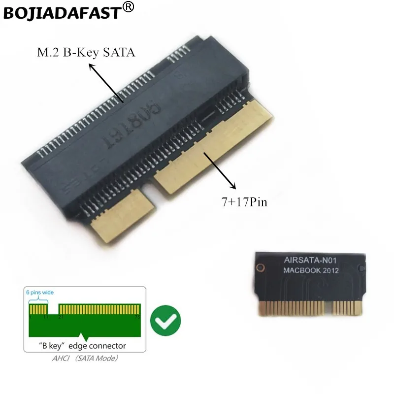 

7 + 17PIN NGFF M.2 B Ключ SATA SSD конвертер адаптер карты для 2012 2013 Macbooks A1425 A1398