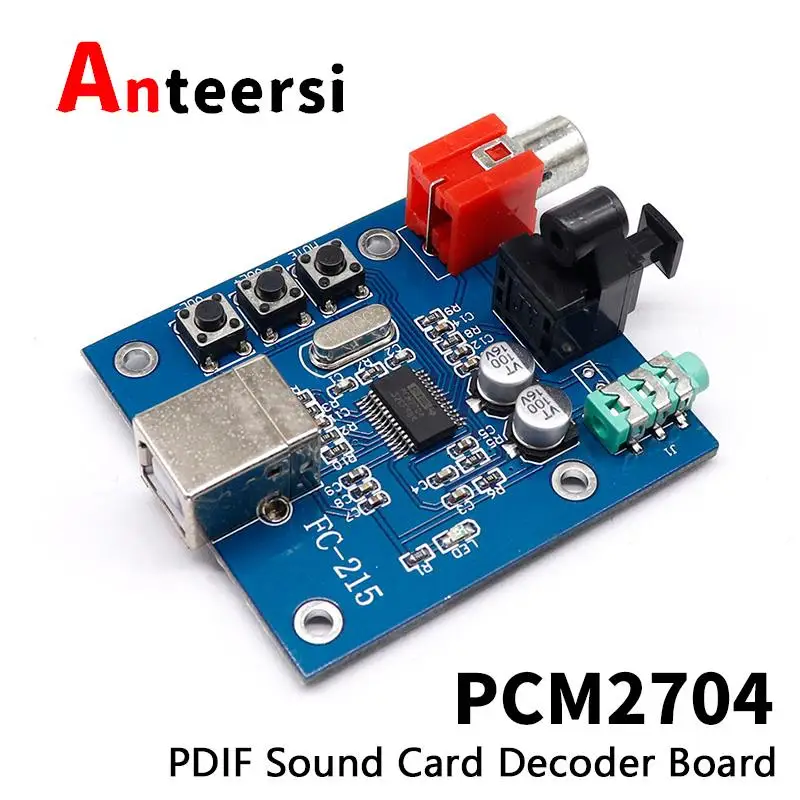 PCM2704 Audio DAC USB to S/PDIF Sound Card hifi DAC Decoder Board 3.5mm Analog Coaxial Optical Fiber Output A1-010
PCM2704 Audio DAC USB to S/PDIF Sound Card hifi DAC Decoder Board 3.5mm Analog Coaxial Optical Fiber Output A1-010