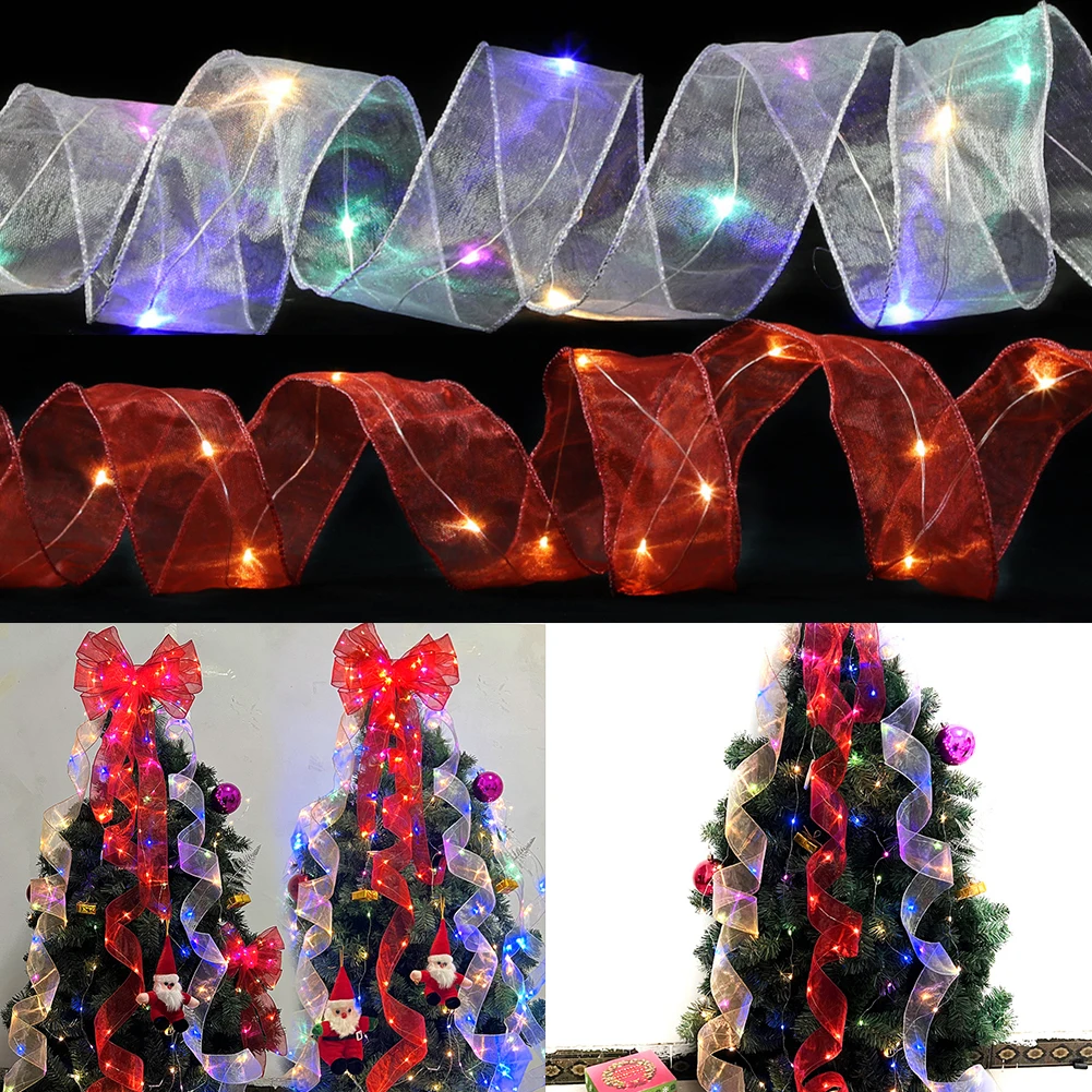 2m Christmas Transparent Mesh Ribbon String Light Christmas Tree Topper Ribbon Bow Lights String Decor For Home Xmas New Year
2m Christmas Transparent Mesh Ribbon String Light Christmas Tree Topper Ribbon Bow Lights String Decor For Home Xmas New Year