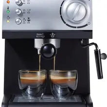 Espresso Machine, Cappuccino, Mocha, & Latte Maker, with Milk Frother, Make 2 Cups Simultaneously, Works with Pods or Ground