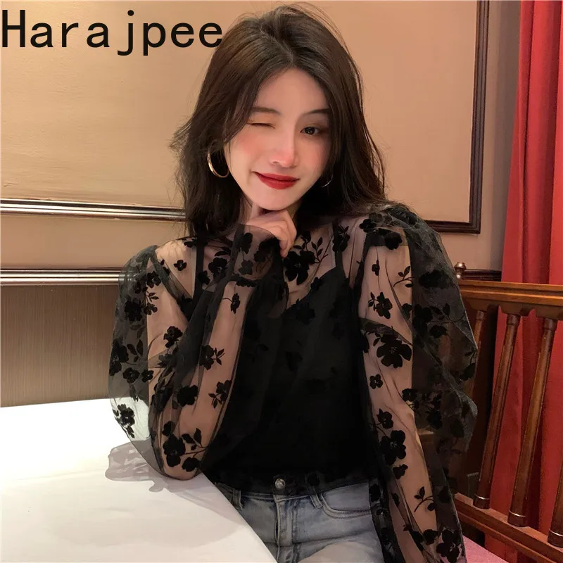 Harajpee Women Shirt French Style Lace Mesh Printing Long Sleeve Camisole Loose Casual Two-piece Set Spring New 2022 Korean Chic
Harajpee Women Shirt French Style Lace Mesh Printing Long Sleeve Camisole Loose Casual Two-piece Set Spring New 2022 Korean Chic