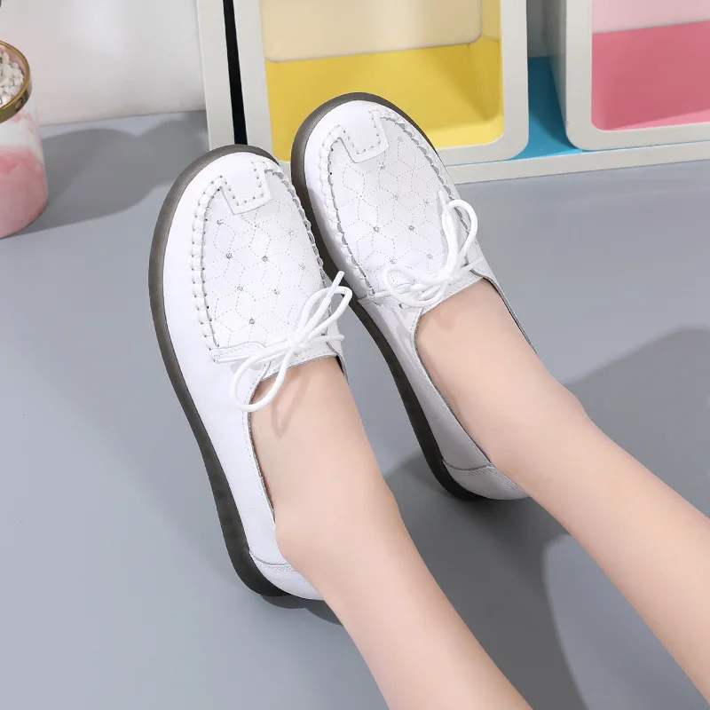 Moccasins Woman White Sequin Loafers Ladies Casual Lace Up Spring Flats PVC Sole Female Sewing Comfort Sneakers
Moccasins Woman White Sequin Loafers Ladies Casual Lace Up Spring Flats PVC Sole Female Sewing Comfort Sneakers