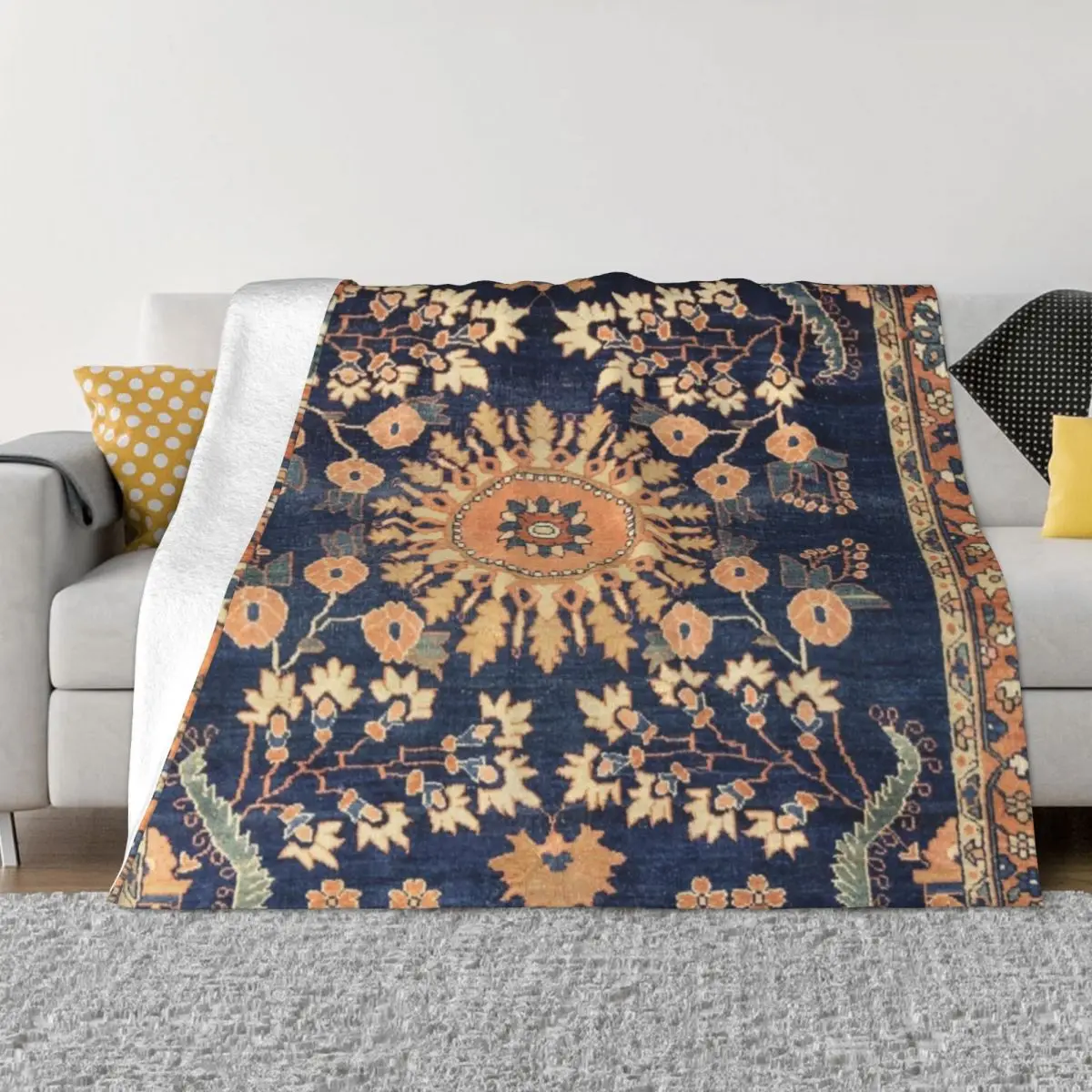 

Sarouk Persian Floral Coral Fleece Blanket Velvet Shaggy Fuzzy Quilt Air Conditioner Home Sofa Bedroom Bedding Throws Adult