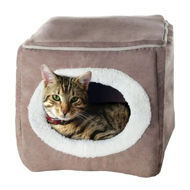 Bed - Enclosed Indoor Cat Kitten House with Removable Foam Cushion (Light Brown) Cat cooling mat Beds & furniture Cat window ham 
Bed - Enclosed Indoor Cat Kitten House with Removable Foam Cushion (Light Brown) Cat cooling mat Beds & furniture Cat window ham