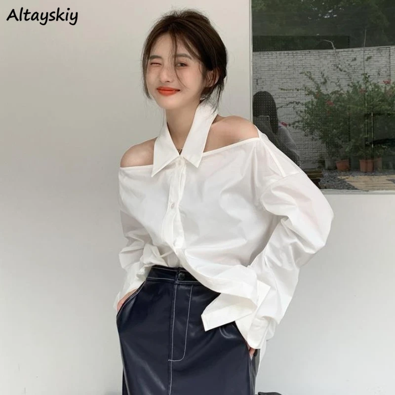 Белая женская рубашка с открытыми плечами и воротником хомутом на раннюю осень, шикарная Свободная рубашка в Корейском стиле, однотонная ди...
Белая женская рубашка с открытыми плечами и воротником хомутом на раннюю осень, шикарная Свободная рубашка в Корейском стиле, однотонная ди...